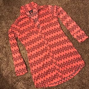 Salmon colored button down tunic